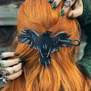 Lunation Leathers Nevermore Raven hair slide with forged metal hair pin